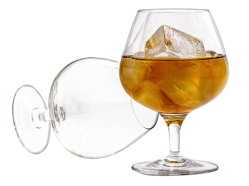 Cognac Glass With Ice PNG Image