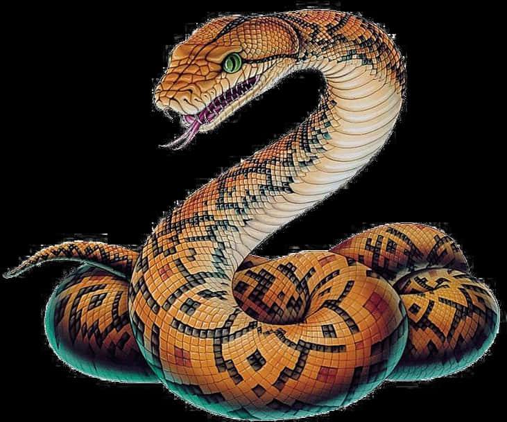 Coiled Snake Illustration PNG Image