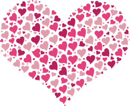 Collage_of_ Pink_ Hearts_ Forming_ Larger_ Heart PNG Image