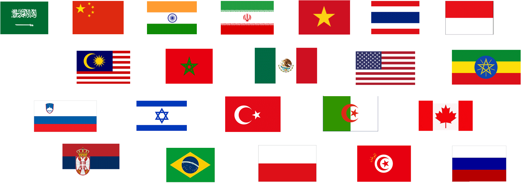 Collectionof World Flags PNG Image