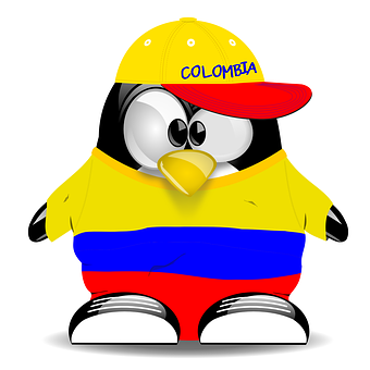 Colombian Themed Penguin Cartoon PNG Image