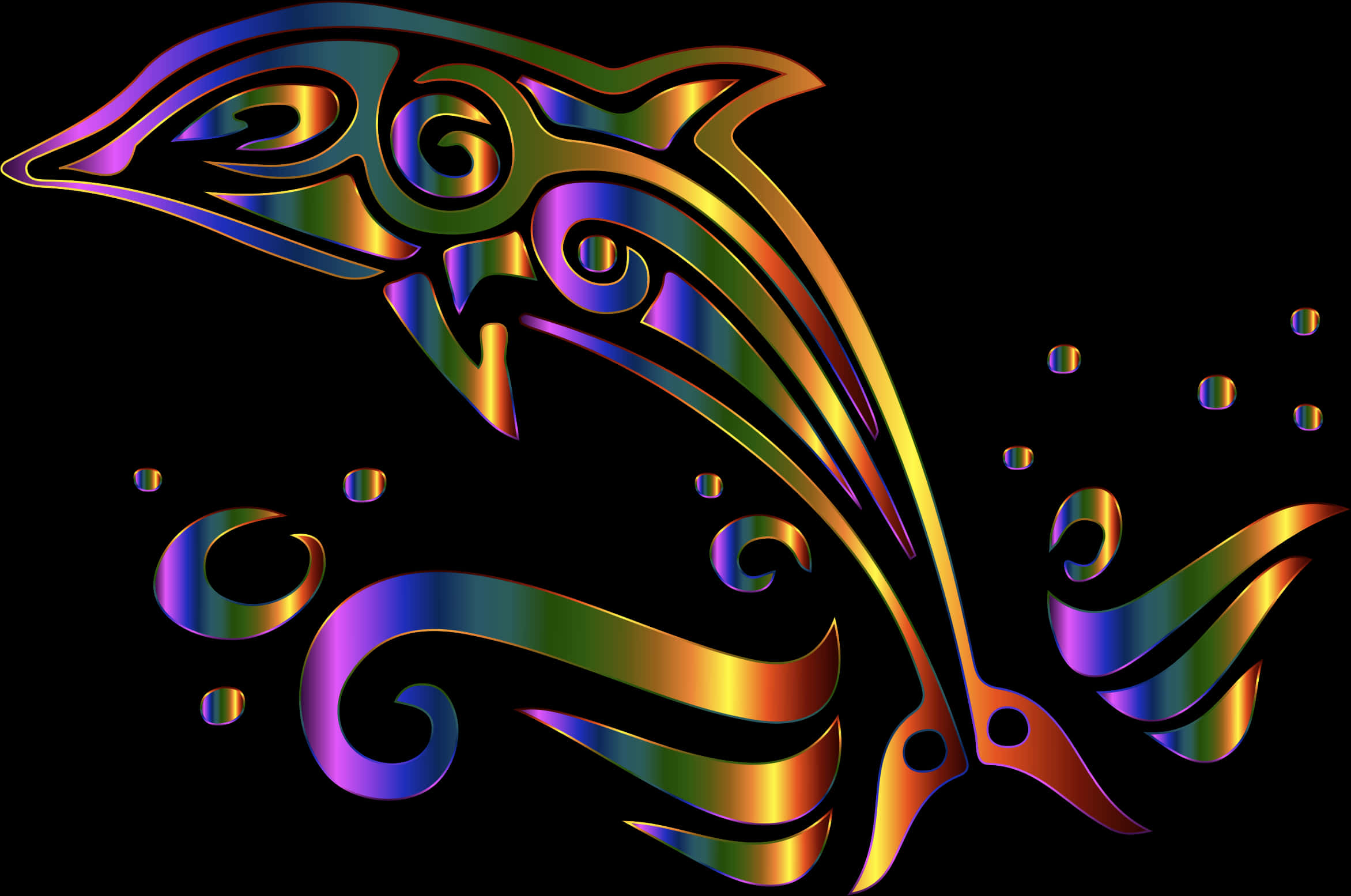 Colorful Abstract Dolphin Art PNG Image