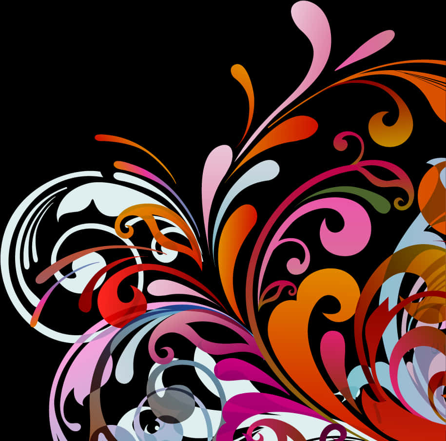 Colorful_ Abstract_ Floral_ Design PNG Image