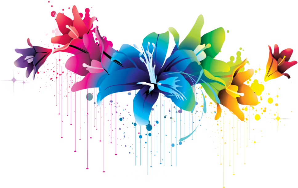 Colorful Abstract Floral Design PNG Image