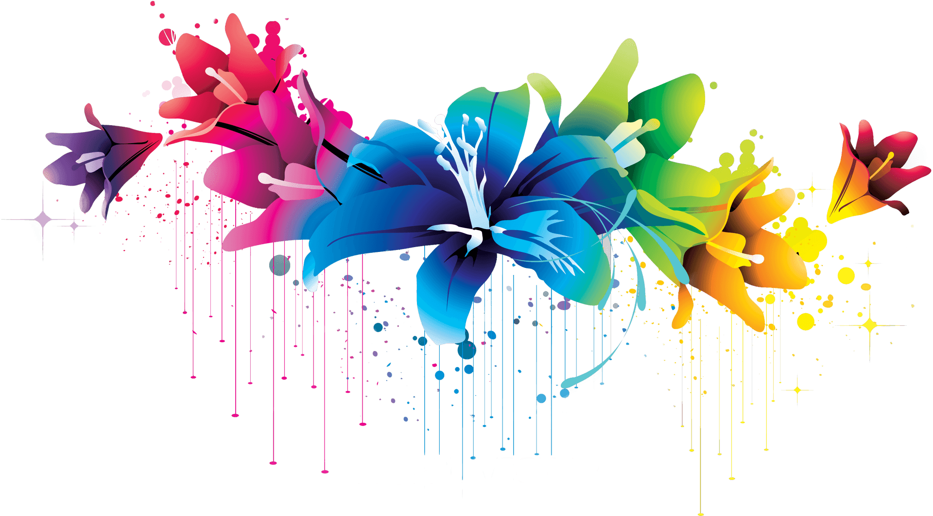 Colorful Abstract Floral Design PNG Image