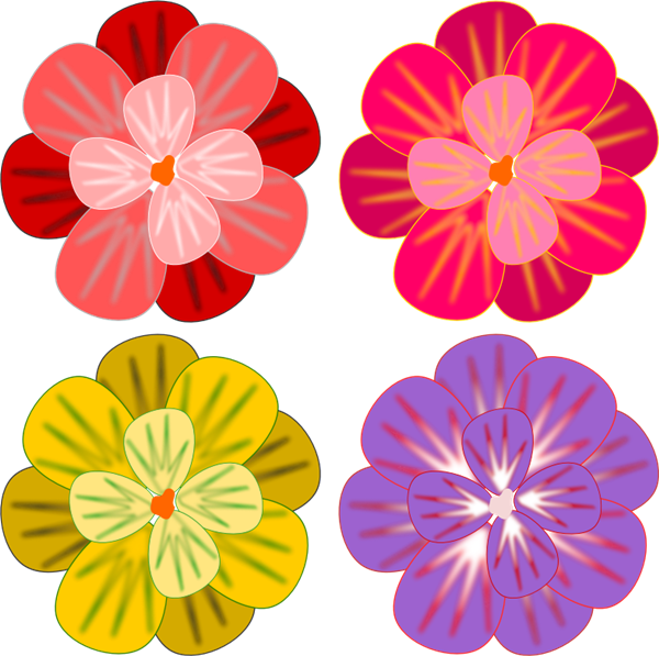 Colorful Abstract Flowers Illustration PNG Image