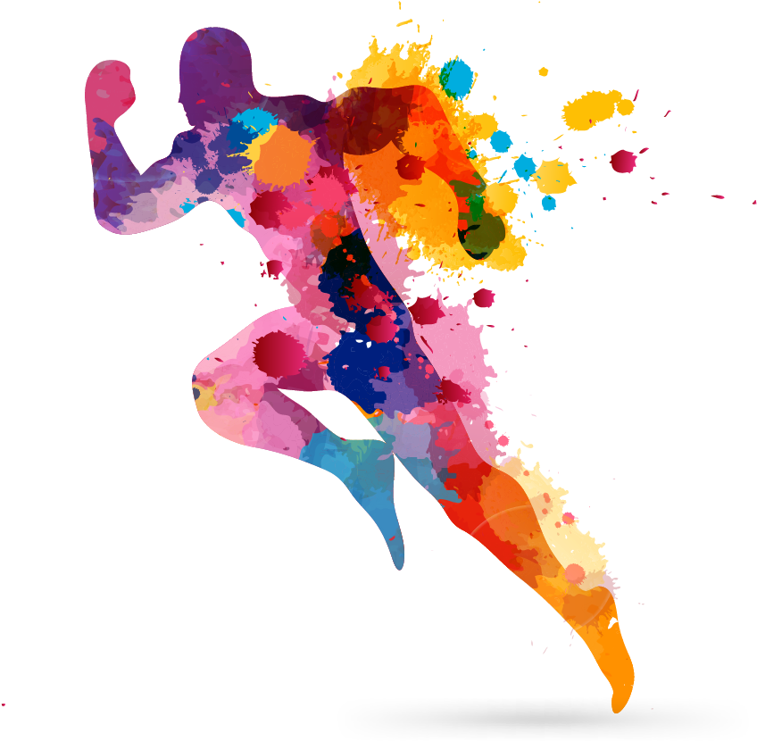 Colorful Abstract Runner Artwork PNG Image