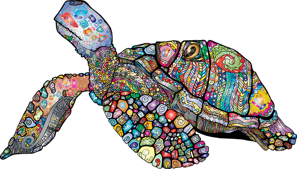 Colorful Abstract Sea Turtle Artwork PNG Image