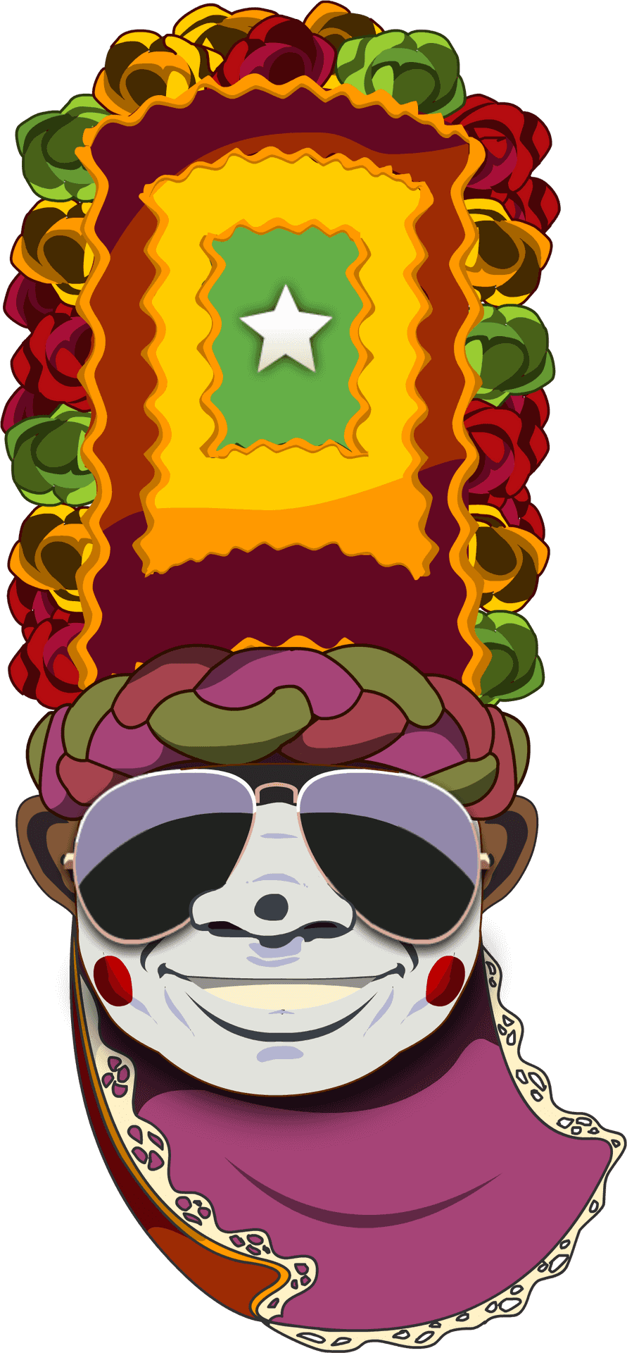 Colorful African Mask Illustration PNG Image