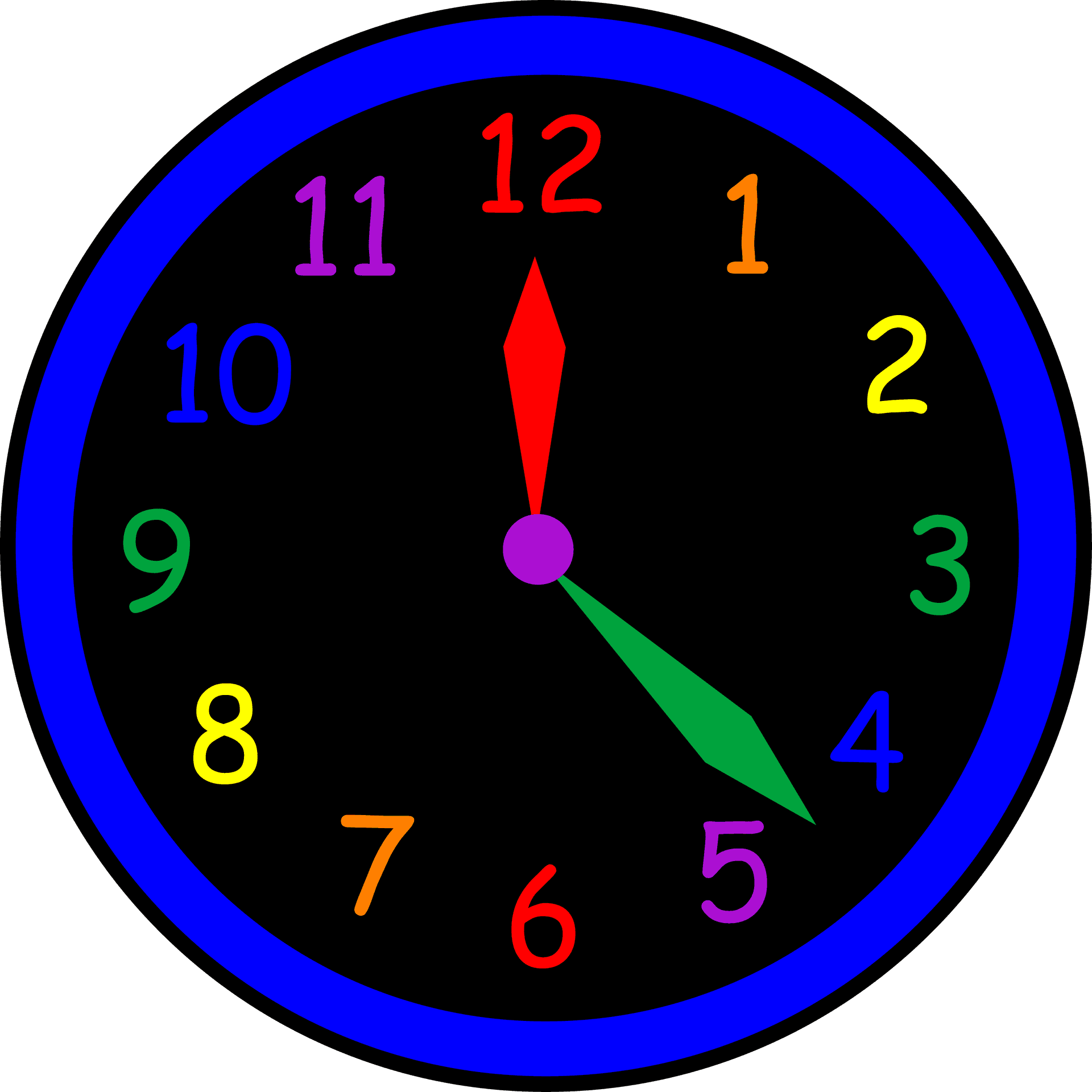 Colorful Analog Clock PNG Image