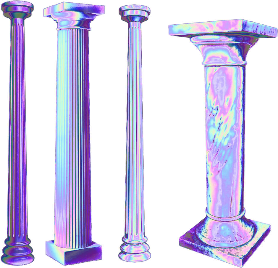 Colorful Ancient Columns Variety PNG Image