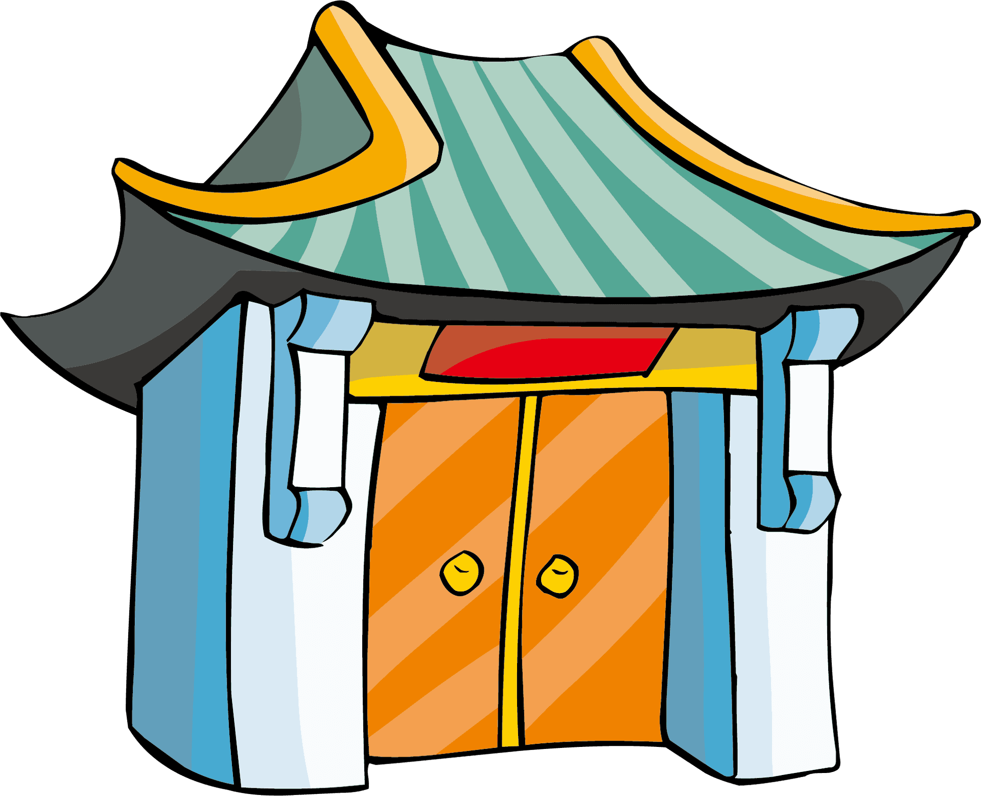 Colorful Animated Temple Illustration.png PNG Image