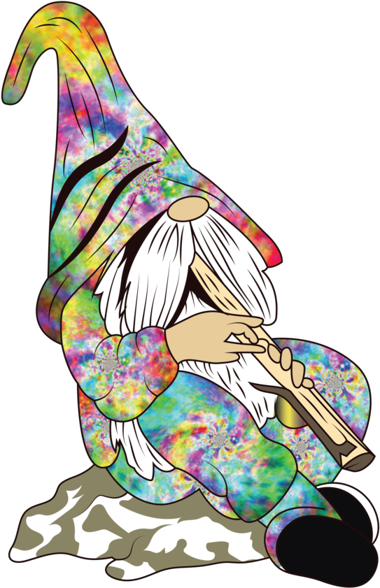 Colorful Aquarius Gnome Playing Flute PNG Image