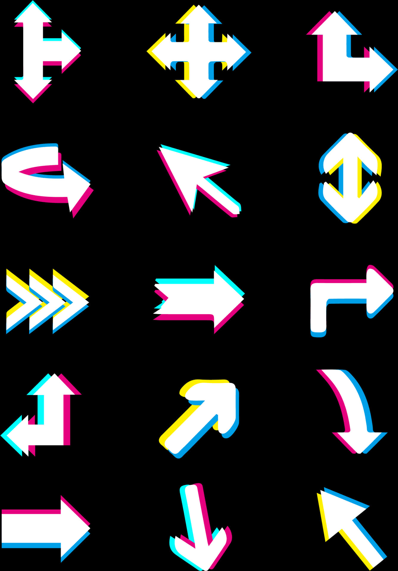 Colorful Arrows Patternon Black Background PNG Image