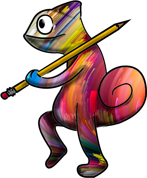 Colorful Artist Chameleon PNG Image