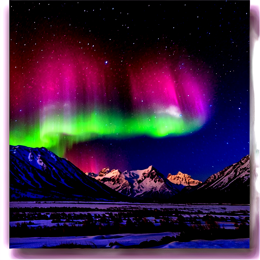 Colorful Aurora Over Mountains Png Aof PNG Image