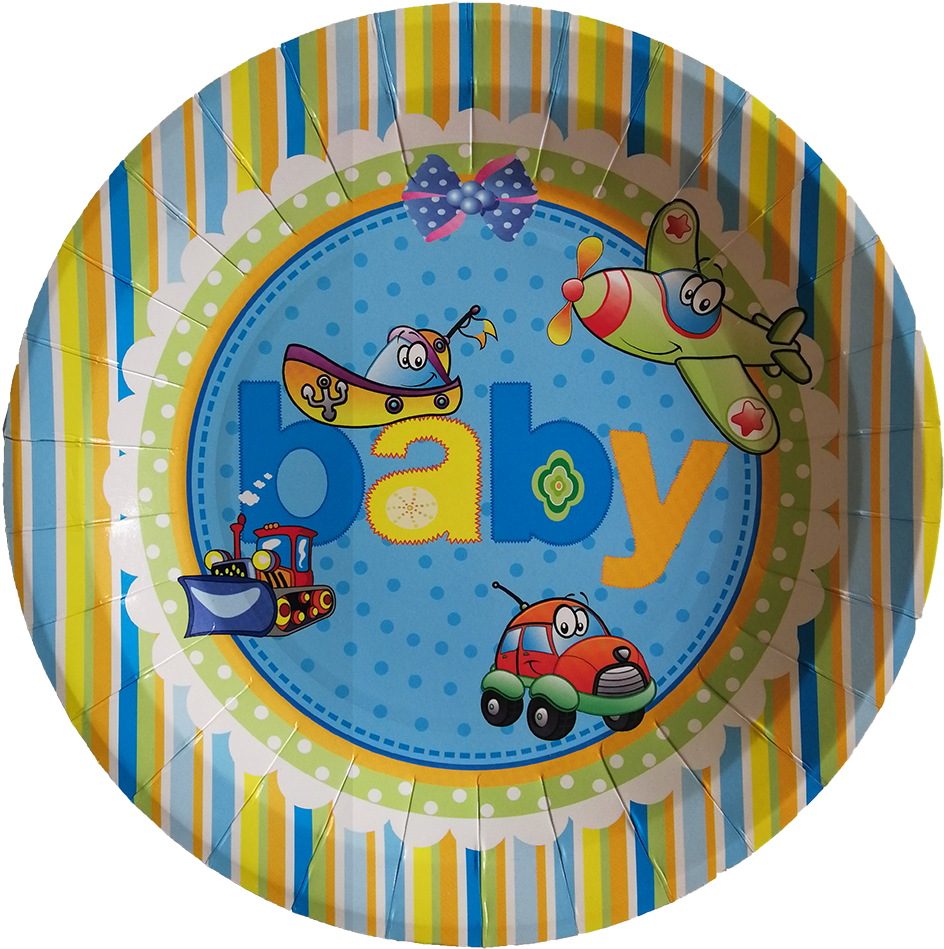 Colorful Baby Themed Paper Plate PNG Image