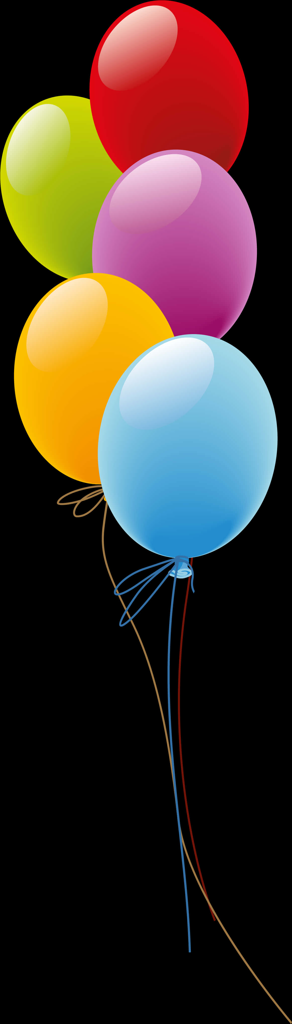 Colorful Balloons Against Black Background PNG Image