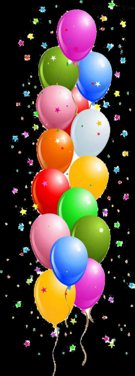 Colorful Balloonsand Confetti PNG Image