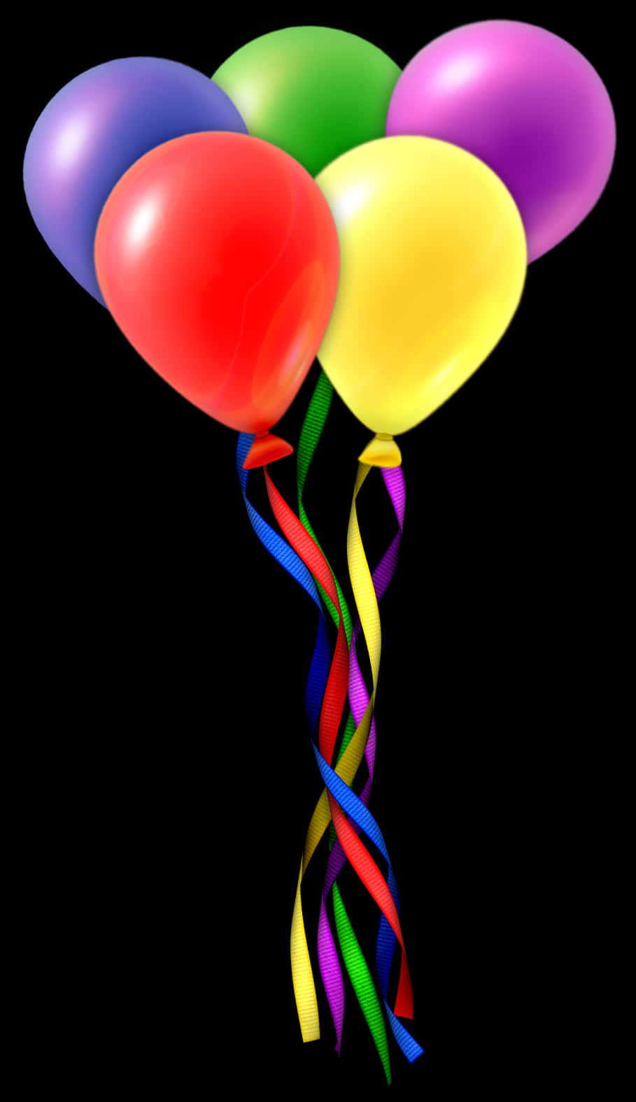 Colorful Balloonswith Ribbons PNG Image