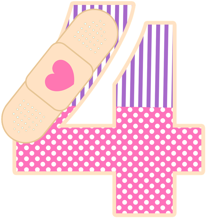 Colorful Bandage Number Four Illustration PNG Image