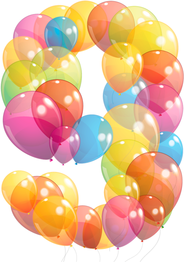 Colorful Birthday Balloons Number9 PNG Image