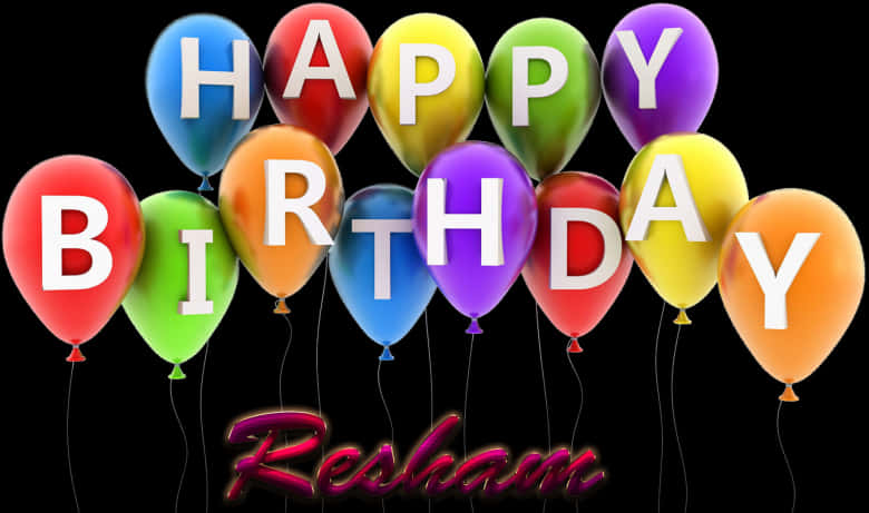 Colorful Birthday Balloonswith Text PNG Image