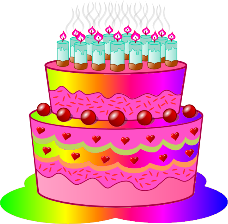 Colorful Birthday Cake Clipart PNG Image