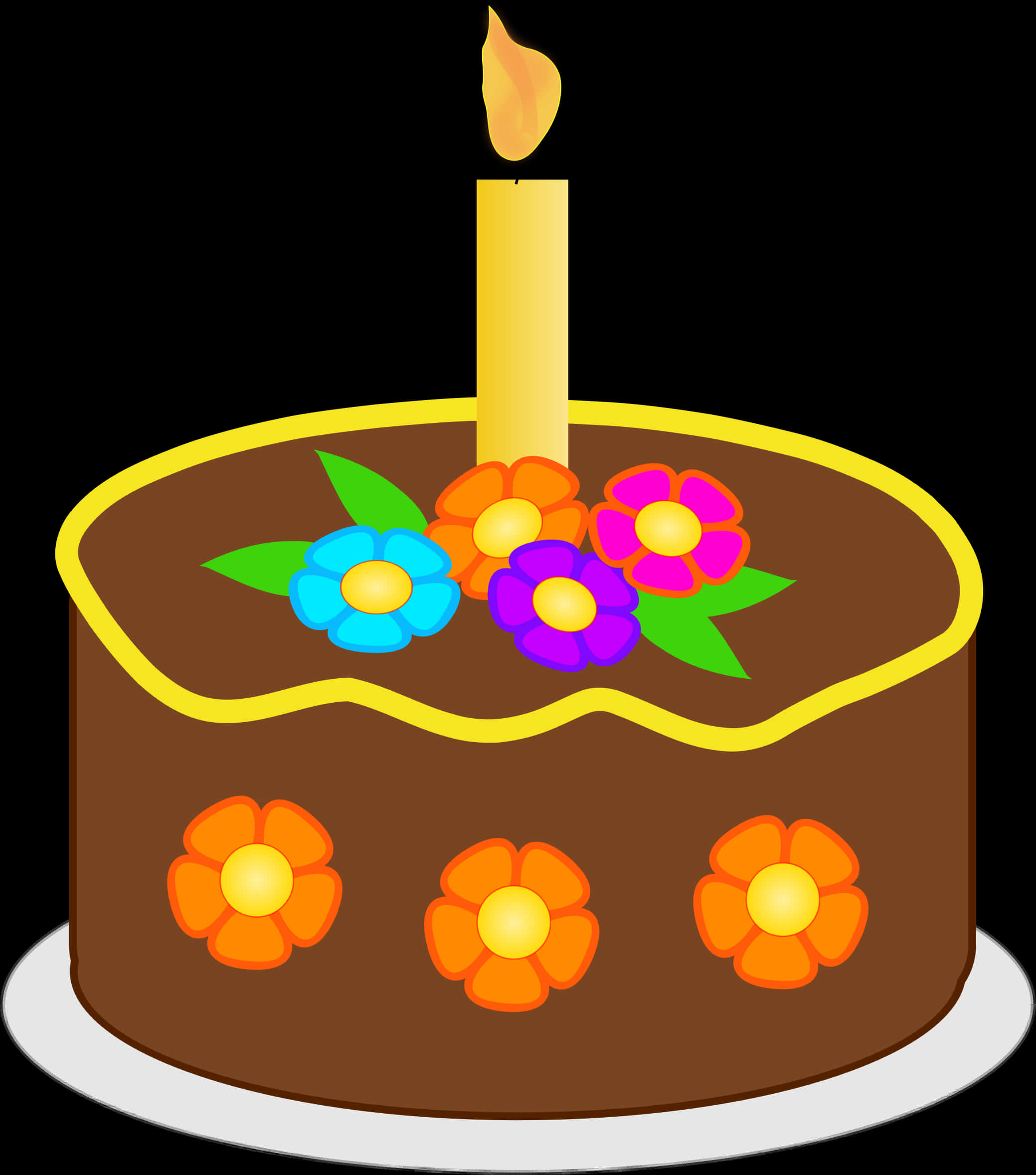 Colorful Birthday Cake Vector PNG Image