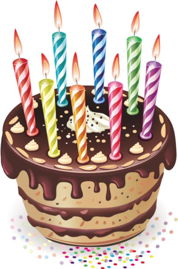 Colorful Birthday Cakewith Candles PNG Image