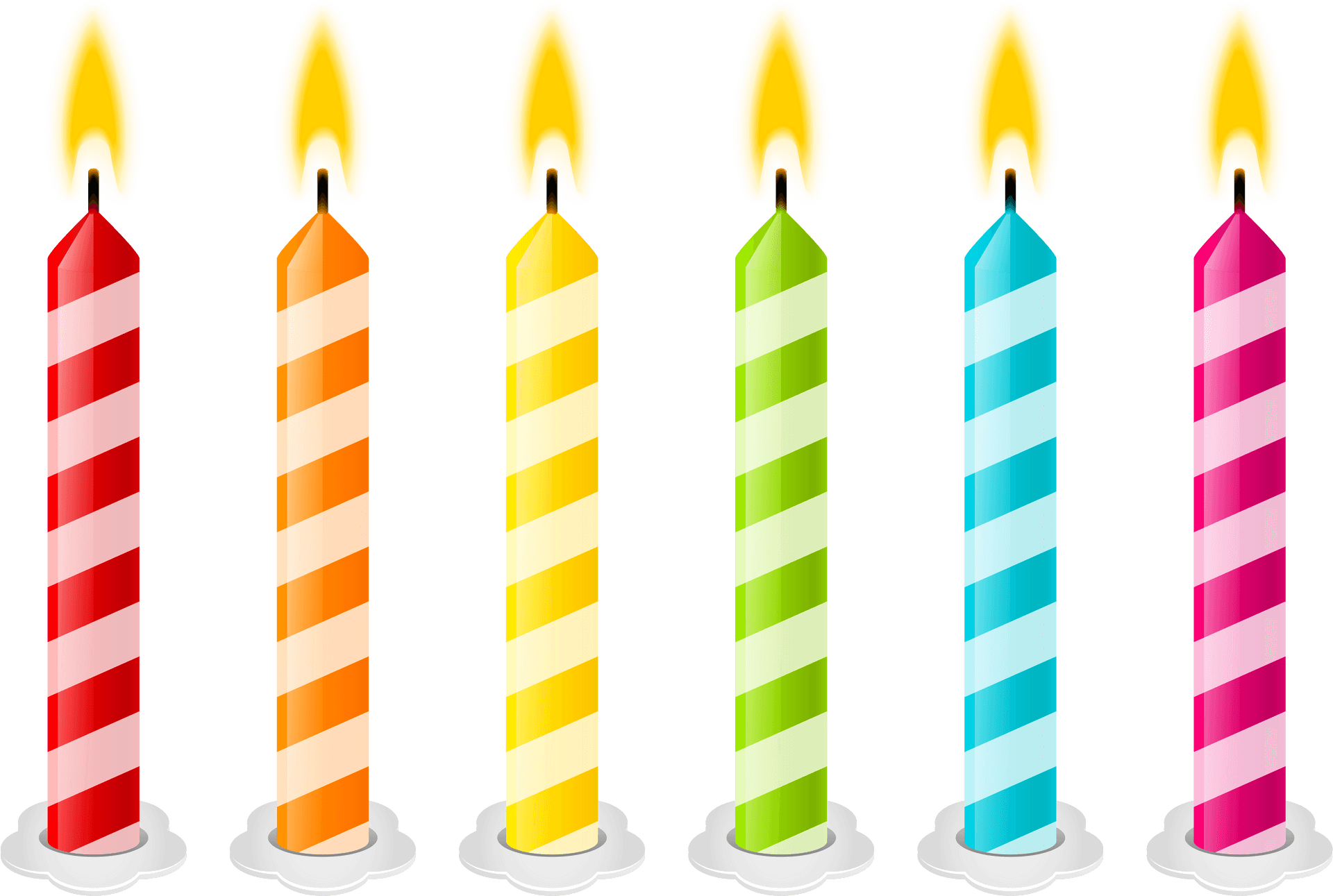 Colorful Birthday Candles Lit PNG Image