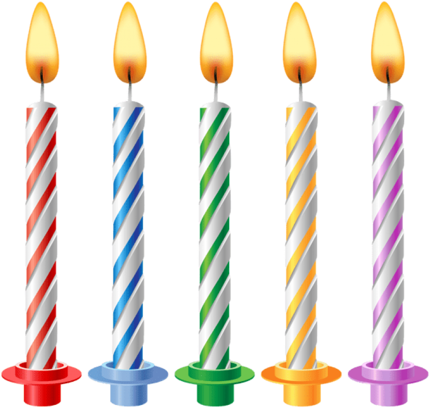 Colorful Birthday Candles Lit PNG Image