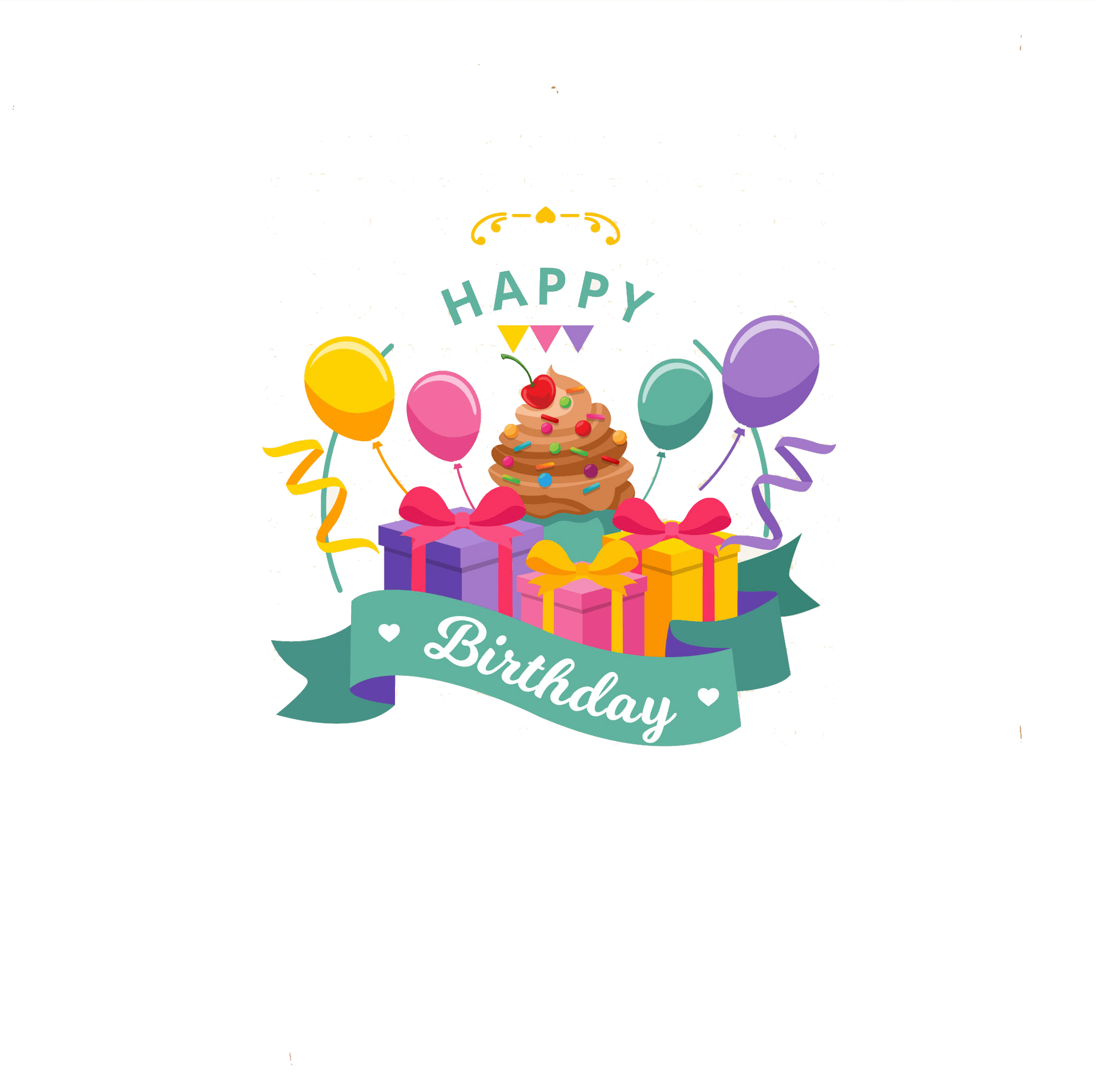 Colorful Birthday Celebration Background PNG Image