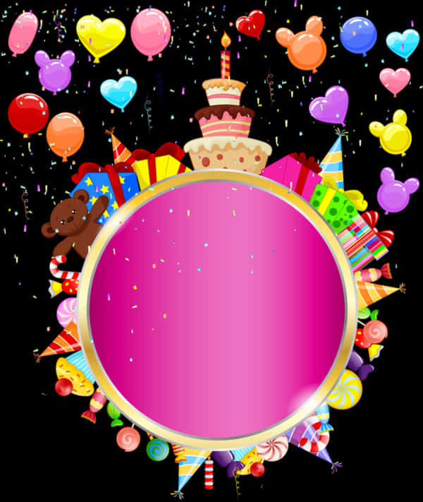 Colorful Birthday Frame Template PNG Image