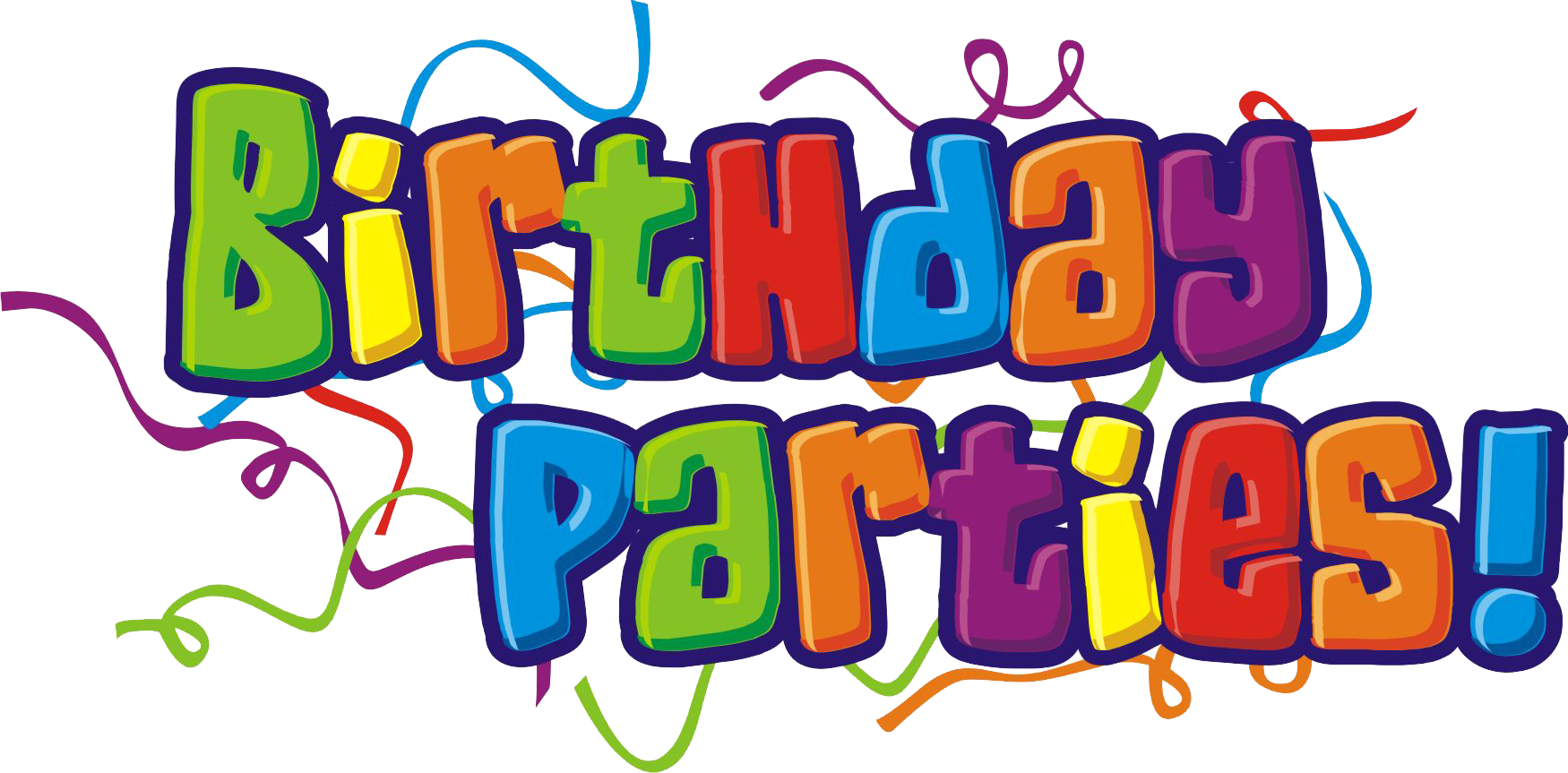 Colorful Birthday Parties Graphic PNG Image