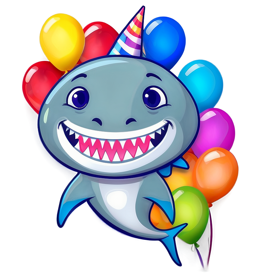 Colorful Birthday Shark Design Png 06292024 PNG Image