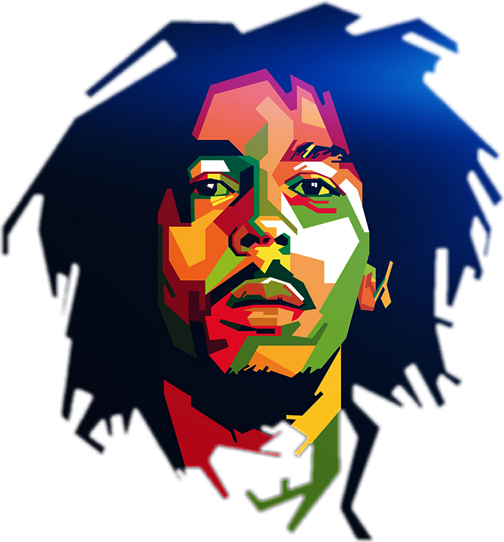 Colorful Bob Marley Vector Portrait PNG Image