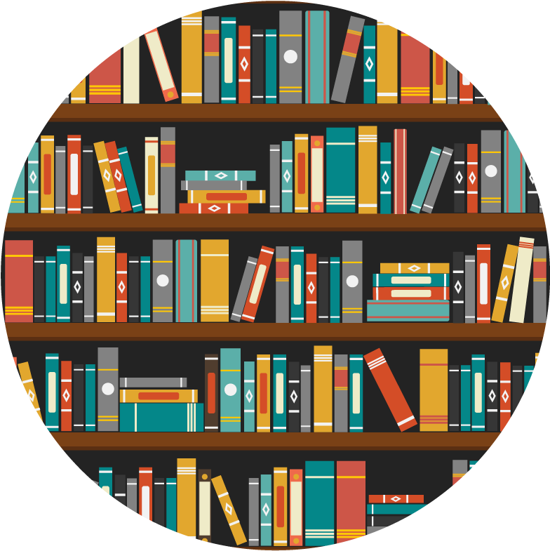 Colorful Bookshelf Circle PNG Image