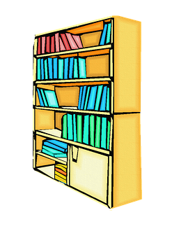 Colorful Bookshelf Illustration PNG Image