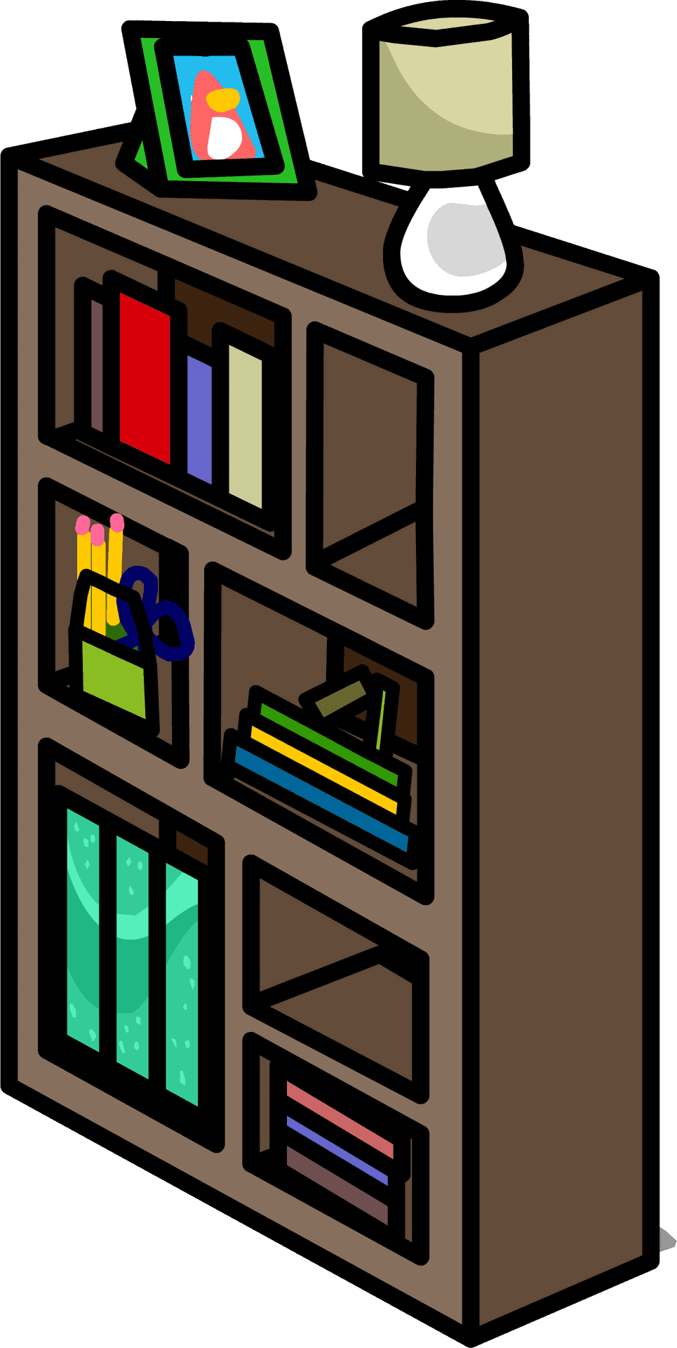 Colorful Bookshelf Vector PNG Image