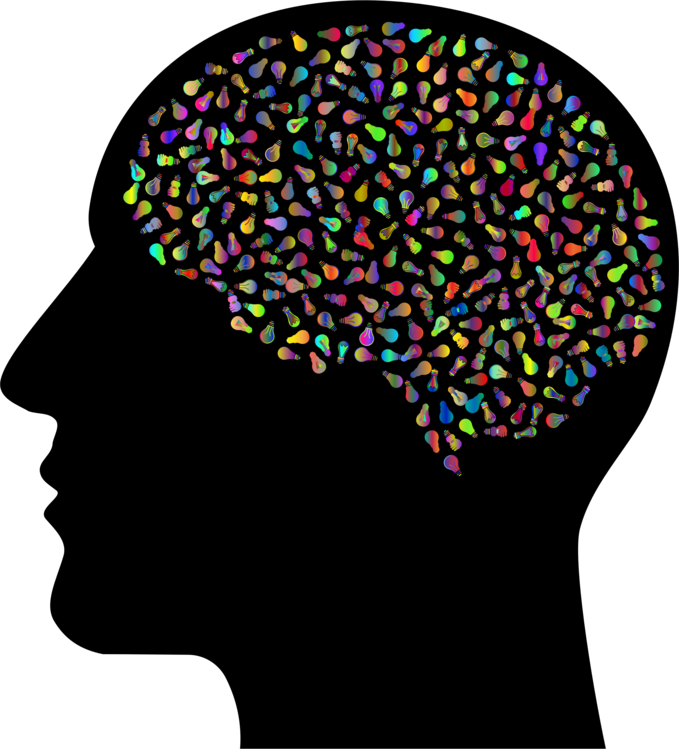 Colorful Brain Silhouette PNG Image