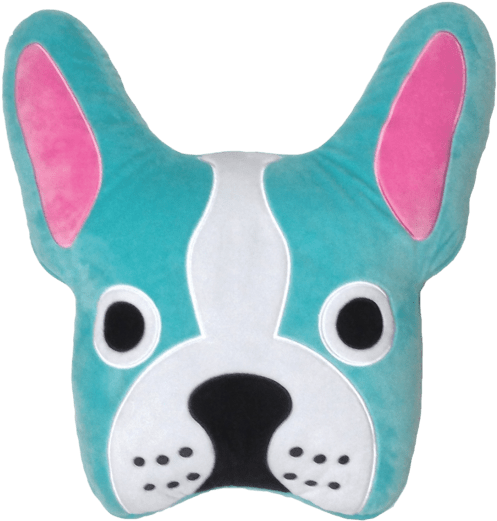 Colorful Bulldog Plush Pillow PNG Image