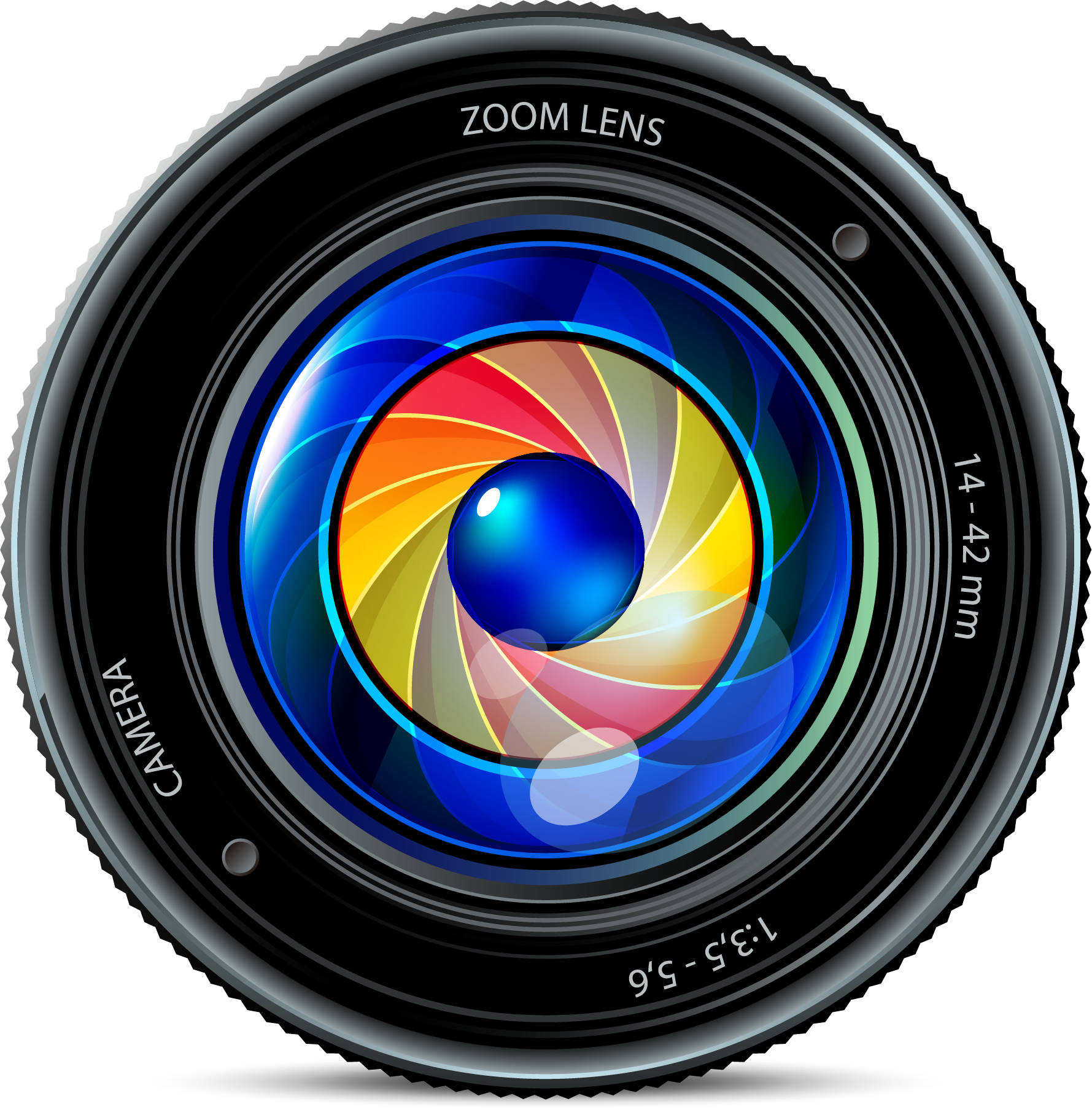 Colorful Camera Lens Illustration PNG Image