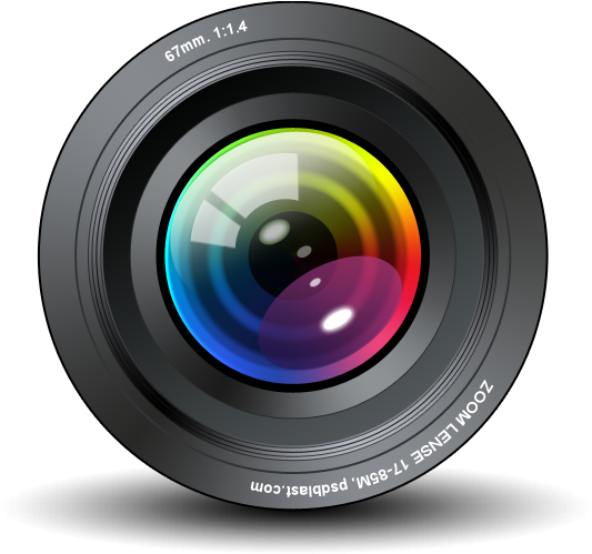 Colorful Camera Lens Reflection PNG Image