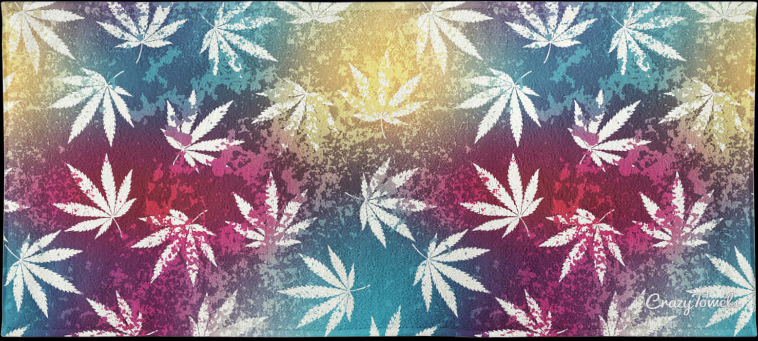 Colorful Cannabis Leaves Pattern PNG Image