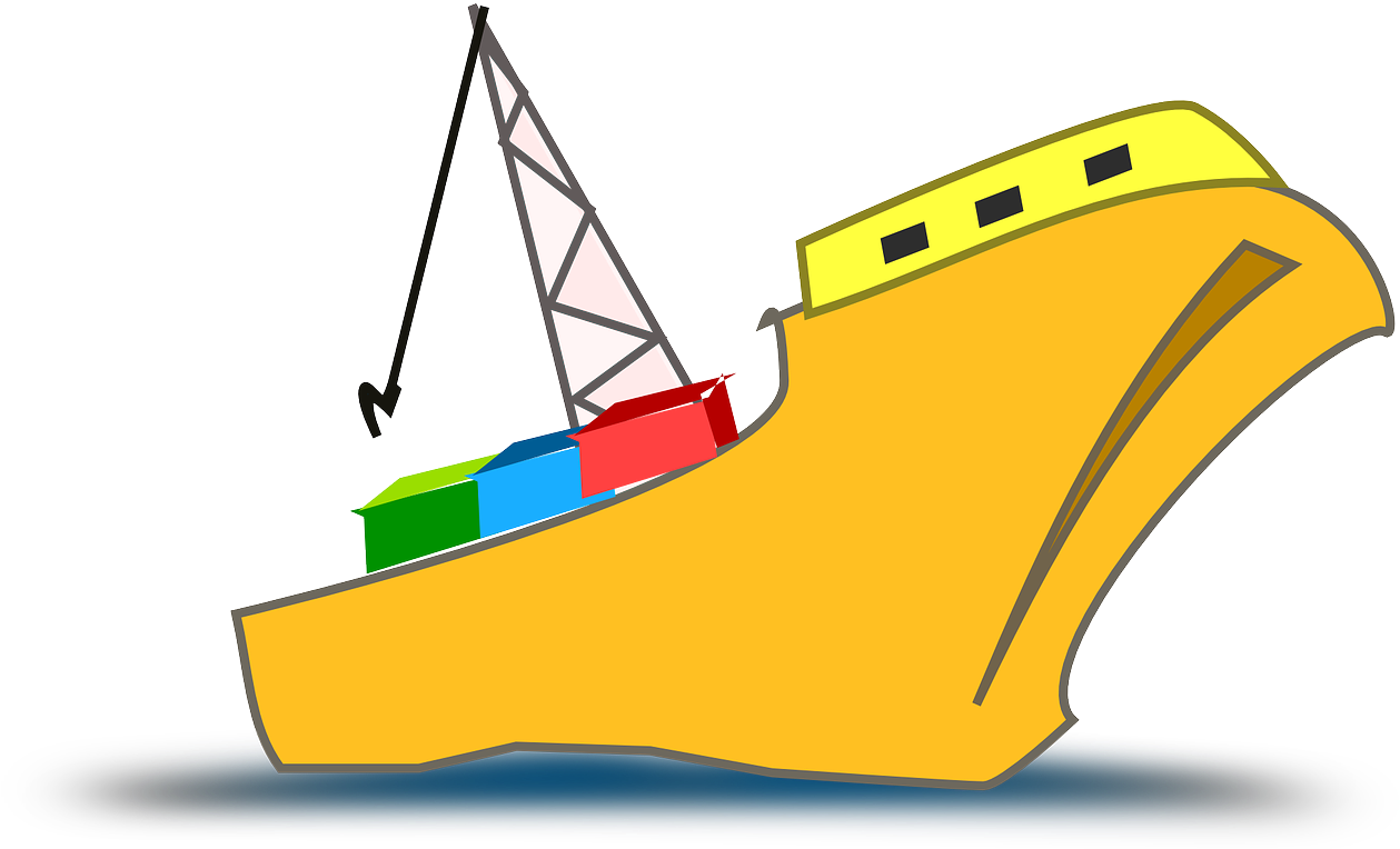 Colorful Cargo Ship Illustration PNG Image