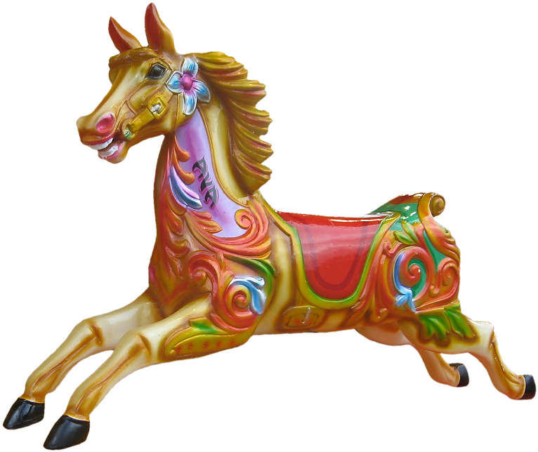 Colorful Carousel Horse Figurine PNG Image