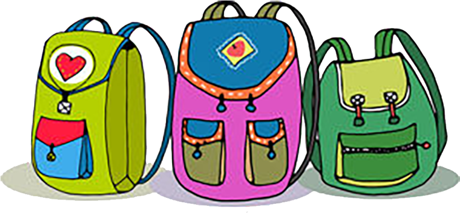 Colorful Cartoon Backpacks PNG Image