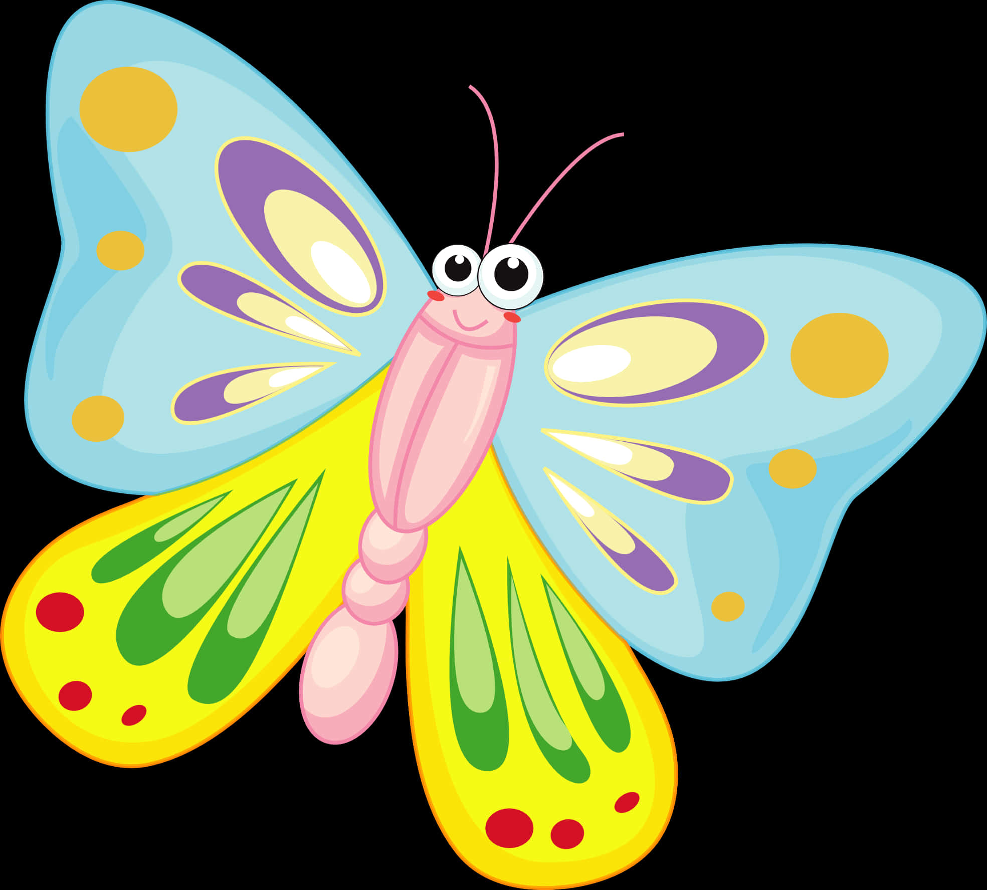 Colorful Cartoon Butterfly PNG Image