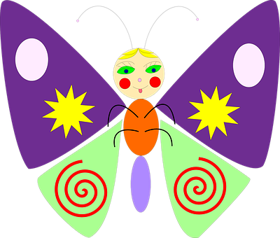 Colorful Cartoon Butterfly PNG Image